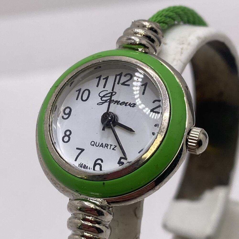 Vintage Geneva Cuff Bangle Watch Works New Battery